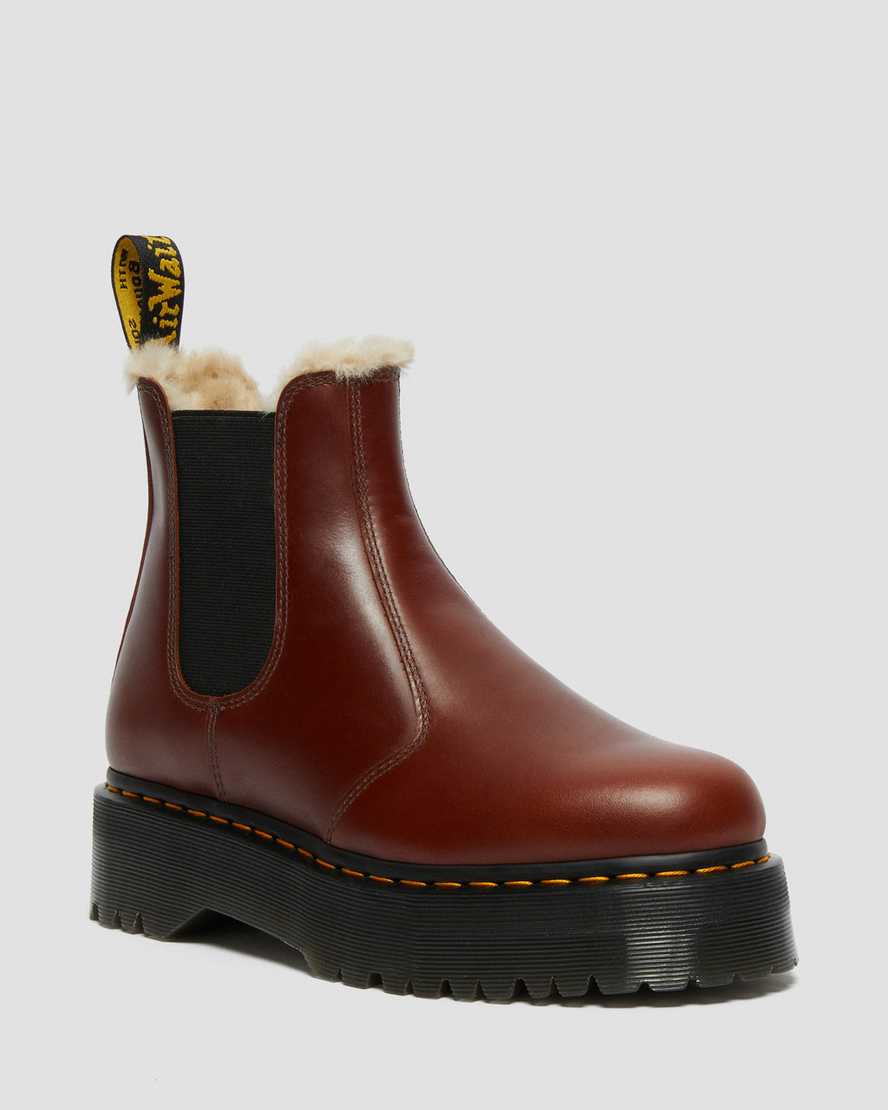 Dr. Martens 2976 Faux Fur Lined Erkek Kalın Tabanlı Botlar - Bot Kahverengi |LMDQZ0674|